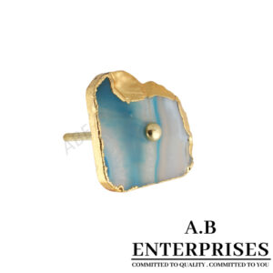 Agate Cabinet Knob in blue natural stone by A.B. Enterprises India