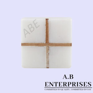 Marble Stone Cabinet Knob in white and golden pattern by A.B. Enterprises India