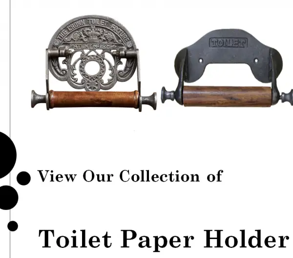 Decorative toilet paper holder in brass and cast iron